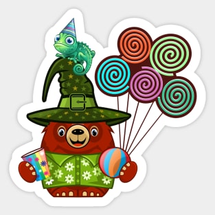 Bear and Chameleon Party Time Sticker